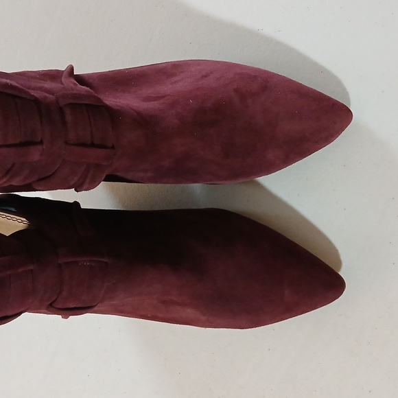 Splendid Womens 8.5 Suede Pointed Toe Burgundy Ankle Boots - Picture 3 of 15